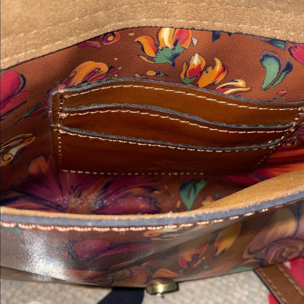 Patricia Nash Floral Brown Leather Women's Bag - Picture 9 of 10